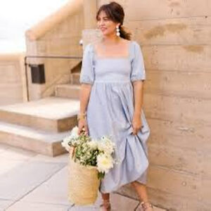 Smash + Tess x Jillian Harris Sunrise Collection Midi Dress Powder Blue Large